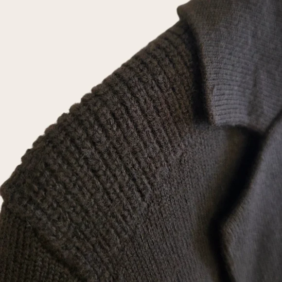 Paul Costelloe Merino Wool Cardigan XL Brown Button Front Knit Blazer - Picture 4 of 6